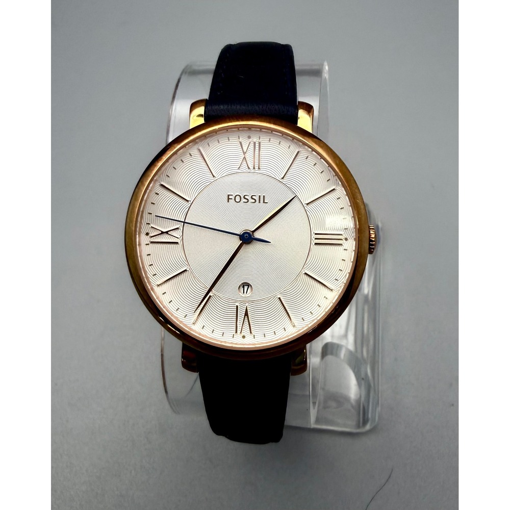 Fossil ES3843 Jacqueline Women's Rose Gold Tone Leather Watch Date New Battery